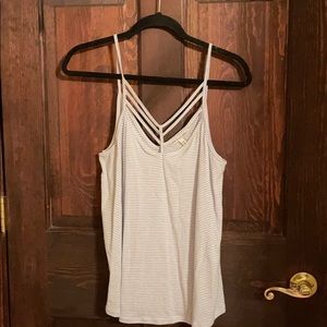 Blue and white striped tank